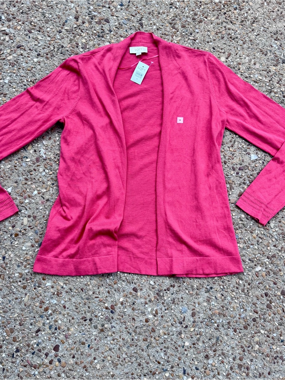 NWT Loft Orange Light Knit Open Front Cardigan Size M